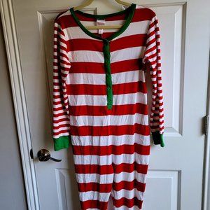 Wondershop Target Womens Long One-Piece PAJAMAS L Red White Green Long Johns